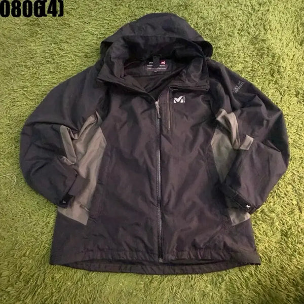 [BUNJANG] Millet Hooded Windbreaker Jacket Black/Grey / 밀레 후드 바람막이 자켓 블랙/그레이 0806