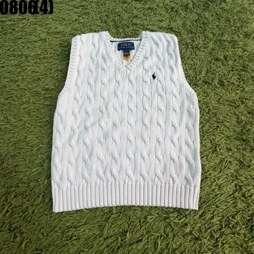 [BUNJANG] Polo Ralph Lauren Cable Knit Vest White / 폴로 랄프로렌 케이블 니트 조끼 화이트 0806