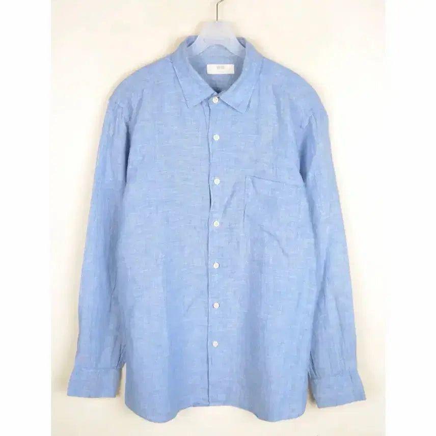 [BUNJANG] Uniqlo Linen Shirt Sky Blue Large / 유니클로 린넨 셔츠 스카이블루 라지