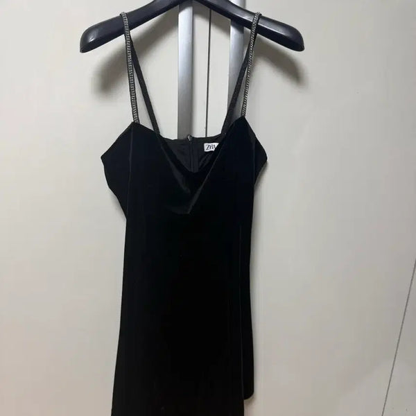[BUNJANG] Zara Cubic Velvet Mini Dress / 자라 큐빅 벨렛 원피스
