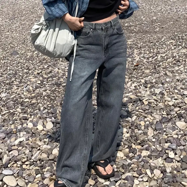 [BUNJANG] Vintage Wash Wide Fit Denim Pants / 와이드데님