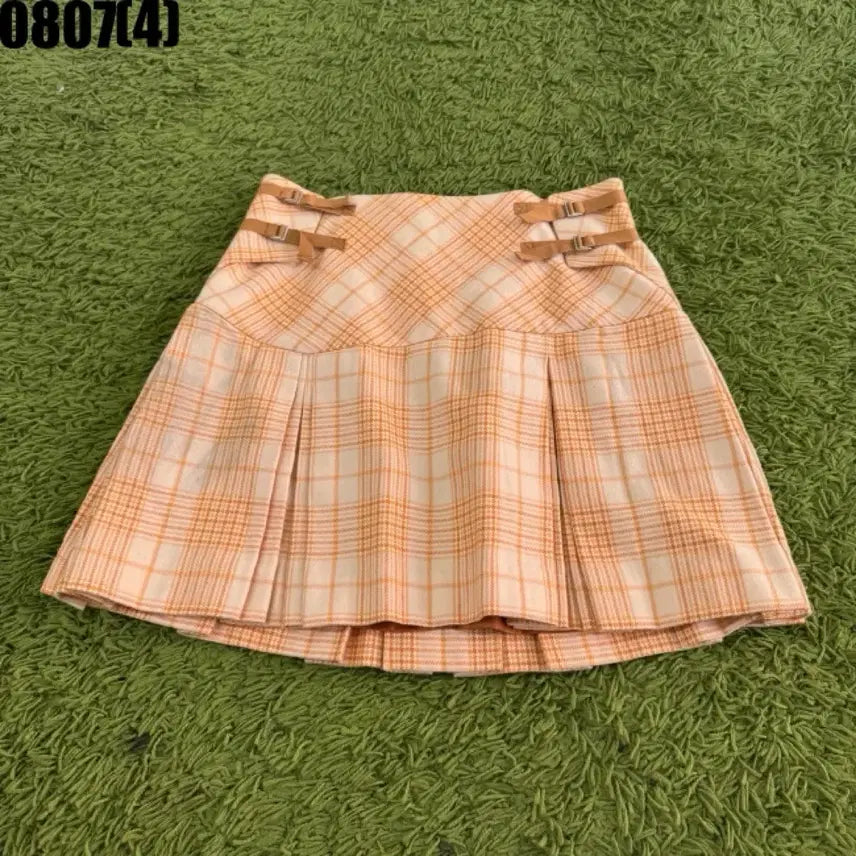 [BUNJANG] Olive des Olive Check Pleated Midi Skirt / 올리브데스 체크 플리츠 스커트 0807