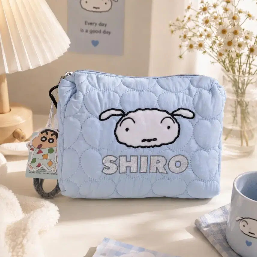 [BUNJANG] Crayon Shin-chan Shiro Heart Pattern Pouch Blue / (새상품) 짱구는 못말려 흰둥이 하트 패턴 파우치 블루
