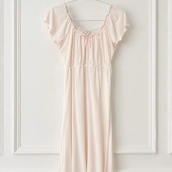 [BUNJANG] Japanese Vintage Baby Pink Romantic Ribbon Homewear Dress Pajamas / 일본 빈티지 베이비핑크 로맨틱 리본 홈웨어 원피스 파자마 이알로이지