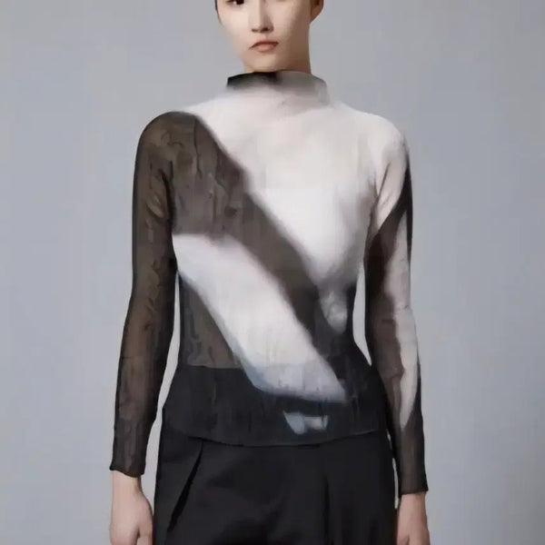 [BUNJANG] Issey Miyake Pleats Please Black & White Top / 이세이미야케티