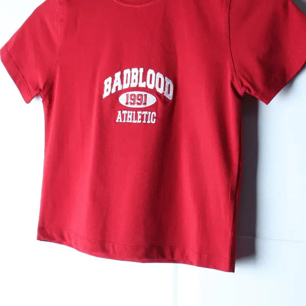 [BUNJANG] Bad Blood Lettering Crop T-Shirt (XS-S) / W(XS-S) 배드 블러드 반팔 티셔츠 새상품 레터링 크롭-H36602