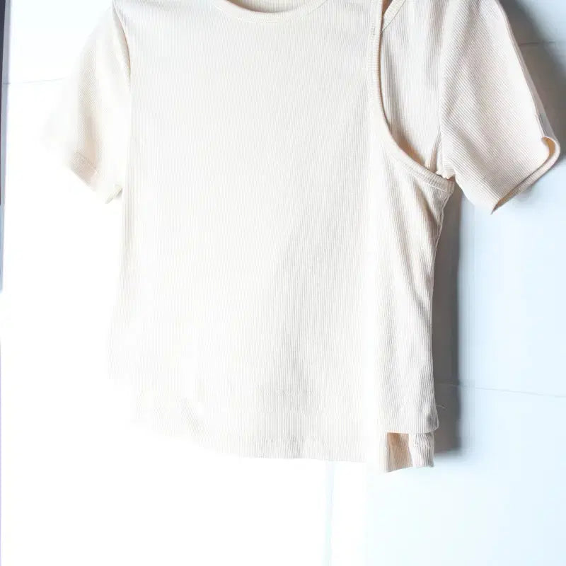 [BUNJANG] 8seconds Shoulder Cut Layered T-Shirt / W(M-L) 에잇세컨즈 반팔 티셔츠 숄더 절개 레이어드-H36615