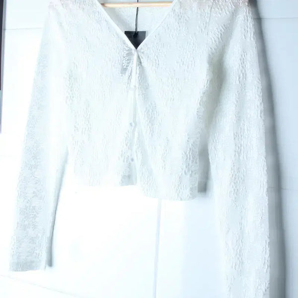 [BUNJANG] MISOO Long Sleeve Lace See-through Knit Cardigan / W(M) 미쏘 긴팔티셔츠 새상품 니트가디건 레이스 시스루 크롭-H36627