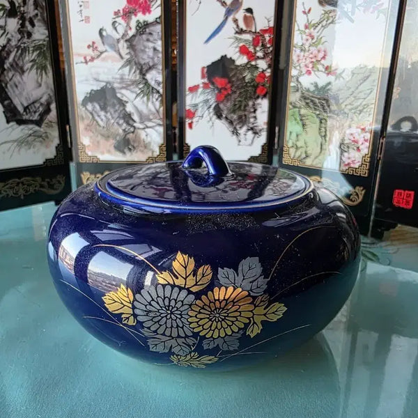 [BUNJANG] Antique Japanese Ceramic Incense/Jewelry Box with Gilt Chrysanthemum Motif / [보석함/향합] 고급 일본 고급 도자기 향합/보석함 (서도작/금채 국화문)