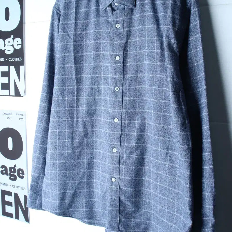 [BUNJANG] Estico Big Size Check Shirt Blue / (2XL) 에스티코 셔츠 남방 빅사이즈 체크 블루 아메카지-H36631