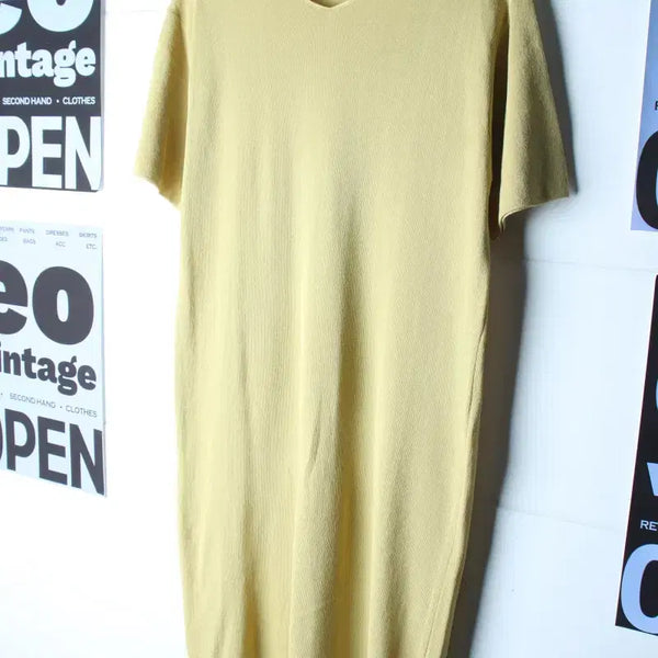 [BUNJANG] TOPTEN V-Neck Rayon Dress Yellow / W(M) 탑텐 반팔 티셔츠 원피스 드레스 브이넥 레이온 노랑-H36638
