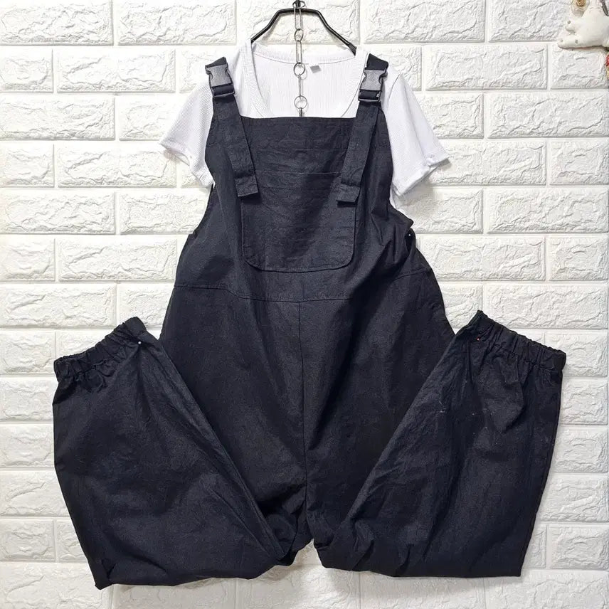 [BUNJANG] Black Wide Fit Overfit Overalls Pants / 블랙와이드 오버핏 멜빵바지