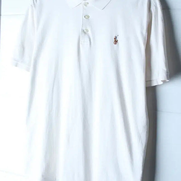 [BUNJANG] Polo Ralph Lauren USA Short Sleeve Polo Shirt White / (L-XL) 폴로 랄프로렌 반팔 카라 티셔츠 USA 화이트-H36655