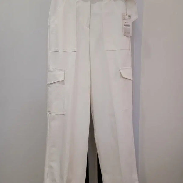[BUNJANG] ZARA White Cargo Wide Pants XS / 자라 ZARA 화이트 카고 와이드 팬츠 XS 44~55 택달린새제품
