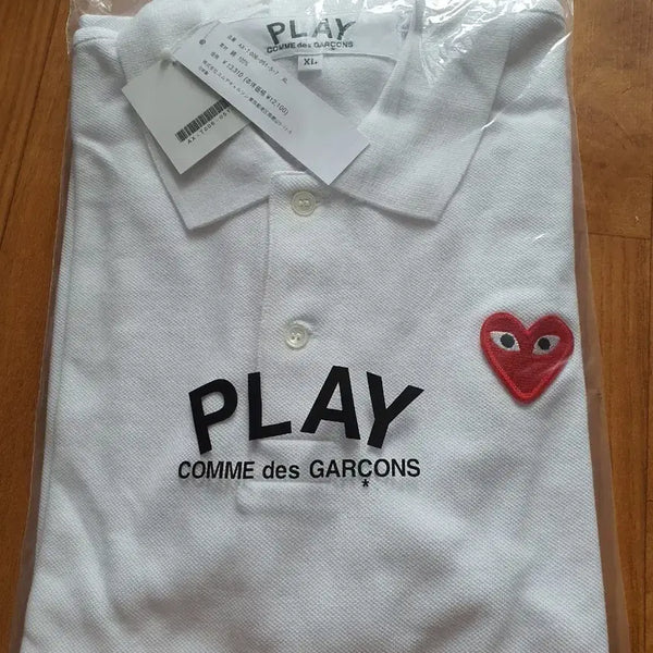 [BUNJANG] Comme des Garçons PLAY White Cotton Short-Sleeve Polo Shirt XL / 꼼데가르송 플레이 반팔 카라티 화이트xl