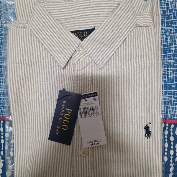 [BUNJANG] Polo Ralph Lauren Striped Shirt Beige L / 폴로 랄프로렌 스트라이프 셔츠 베이지L
