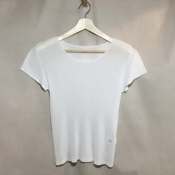 [BUNJANG] Issey Miyake Pleats Please White Mist Basic Top Size 3 / 이세이미야케 플리츠플리즈 화이트 미스트 베이직 탑 3 사이즈