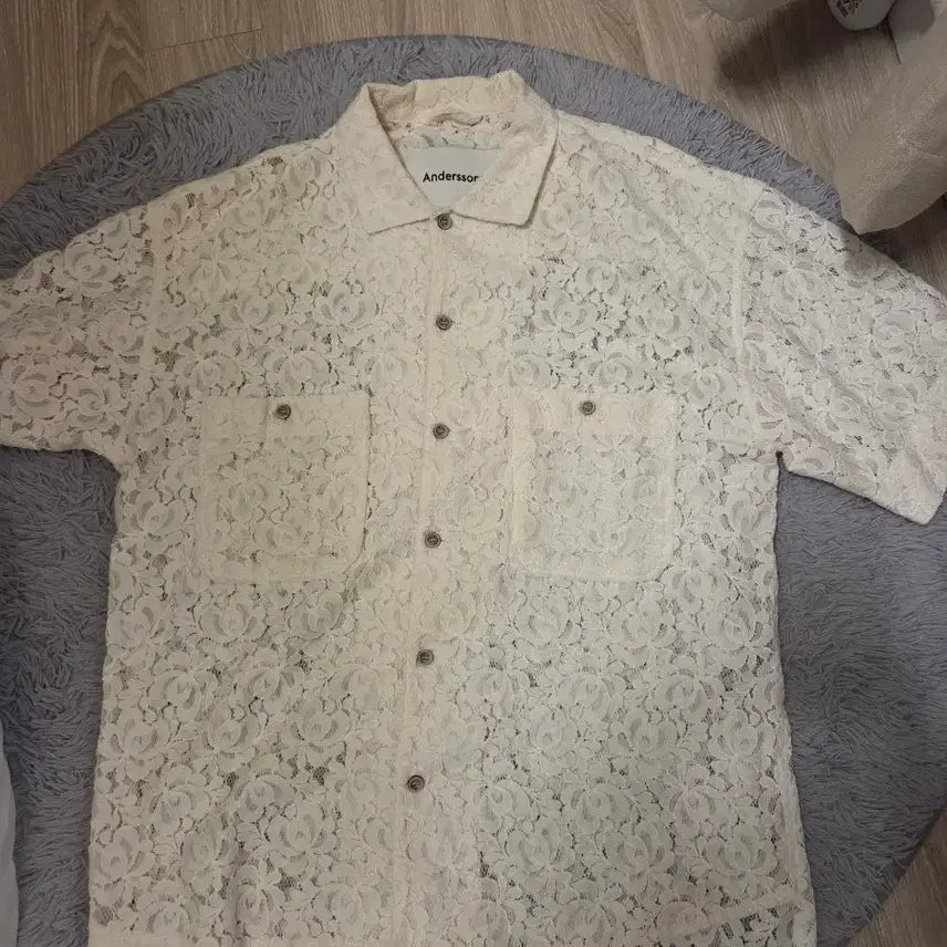 [BUNJANG] Andersson Bell Genuine Sheer Flower Half Shirt Size 105 / 앤더슨벨 정품 시어 플라워 하프 셔츠 105사이즈