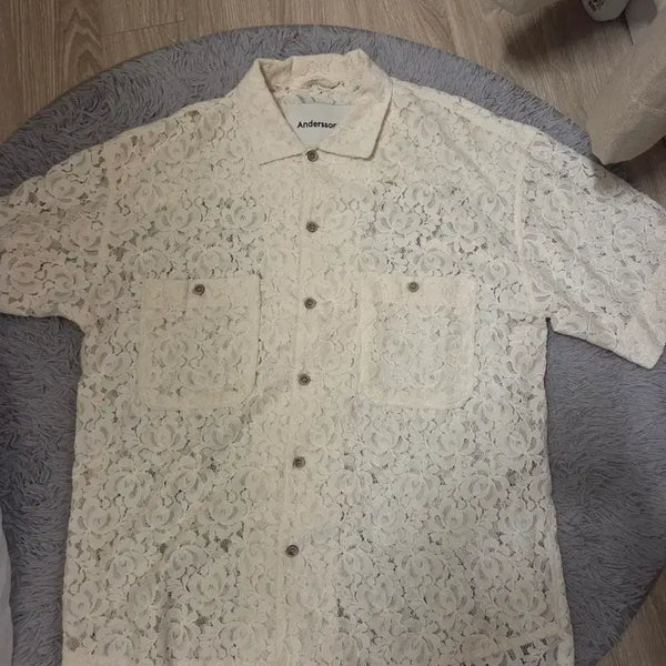 [BUNJANG] Andersson Bell Genuine Sheer Flower Half Shirt Size 105 / 앤더슨벨 정품 시어 플라워 하프 셔츠 105사이즈