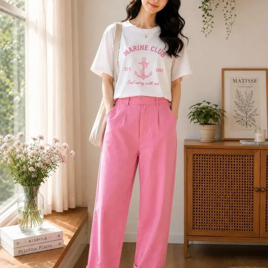[BUNJANG] Pink Cotton Pants / 핑크 바지
