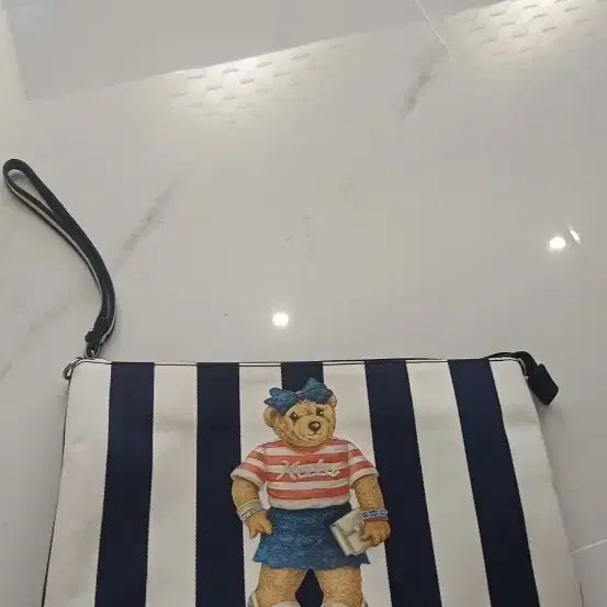 [BUNJANG] Teenie Weenie Bear Pouch Navy Stripe / 티니위니 곰돌이 파우치 네이비 스트라이프