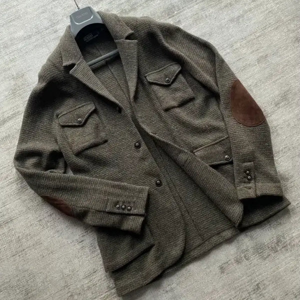 [BUNJANG] Polo Ralph Lauren Classic Suede Patch 4-Pocket Knit Jacket / 폴로 랄프로렌 클래식 스웨이드 패치 4포켓 니트 자켓