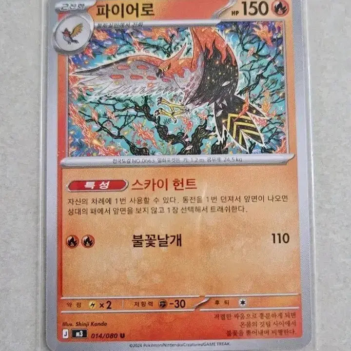 [BUNJANG] Pokemon Card Talonflame 014/080 U / 포켓몬 카드 파이어로(신지칸다) 014/080 U