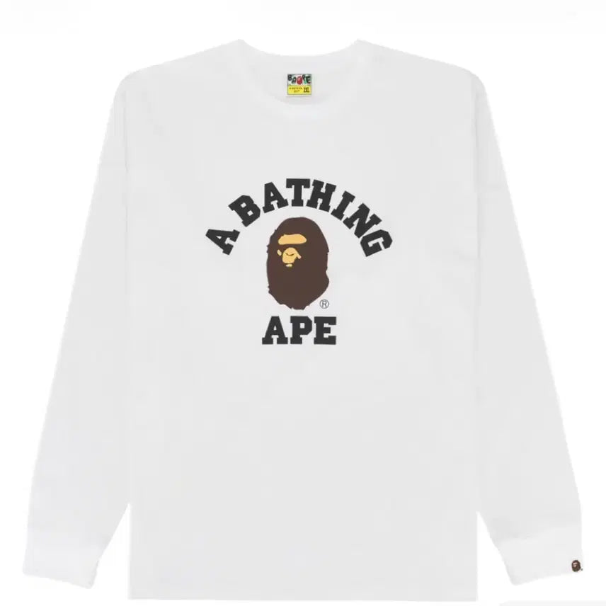 [BUNJANG] BAPE College Long Sleeve T-Shirt White / 베이프 컬리지 롱슬리브 티셔츠 화이트