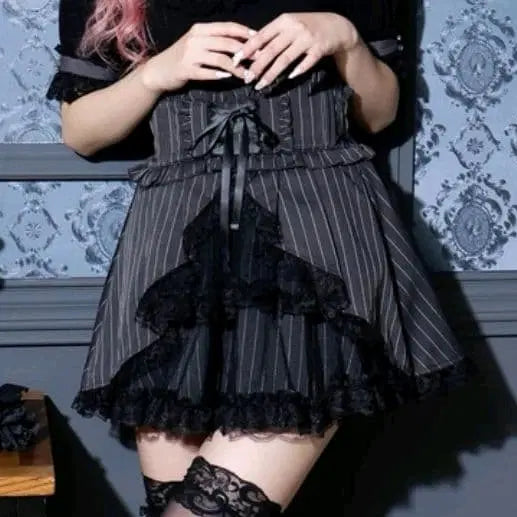 [BUNJANG] NOEMIE Gothic Layered Skirt / NOEMIE 노에미 고딕 레이어드 스커트 B 무늬 그레이 M 지뢰계 고스로리