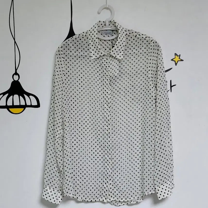 [BUNJANG] MAGJAY Polka Dot See-Through Blouse Ivory/Black / [새상품/택채] 매그제이(MAGJAY) 도트 패턴 시스루 블라우스 (66)