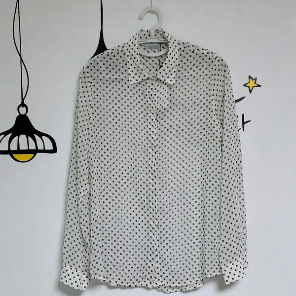 [BUNJANG] MAGJAY Polka Dot See-Through Blouse Ivory/Black / [새상품/택채] 매그제이(MAGJAY) 도트 패턴 시스루 블라우스 (66)