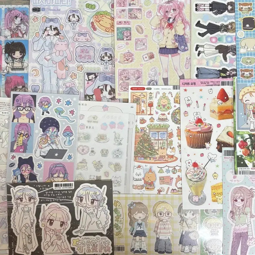[BUNJANG] Mood Club Seal Sticker Bundle Set (15 Sheets) / 씰스티커 인물스티커 15장 일괄판매 다꾸처분