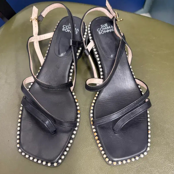 [BUNJANG] SUECOMMA BONNIE Pearl Black Sandals / 슈콤마보니 진주 블랙 샌들(250)