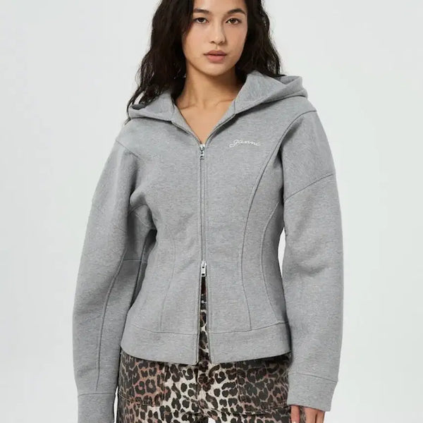 [BUNJANG] GANNI Fleece Zip-Up Hoodie Grey Size 1 / (새상품) 가니 후드집업 플리스 그레이 색상