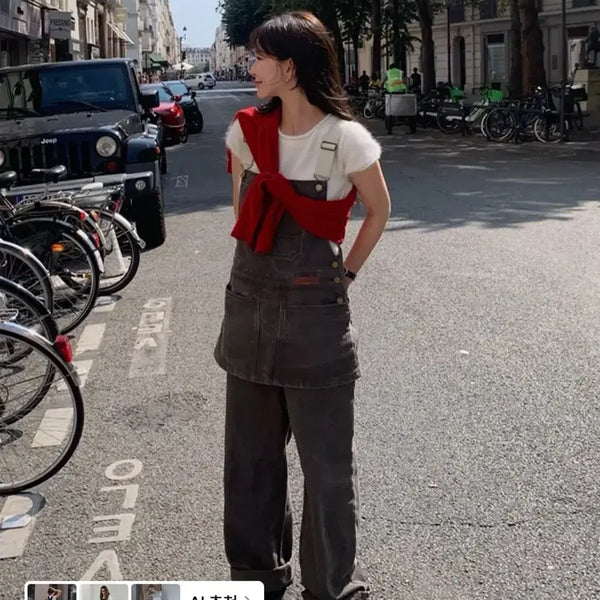 [BUNJANG] Somewhere Butter Vintage Combi Cotton Overalls Vintage Brown / 썸웨어버터 빈티지 콤비코튼 오버롤 빈티지브라운