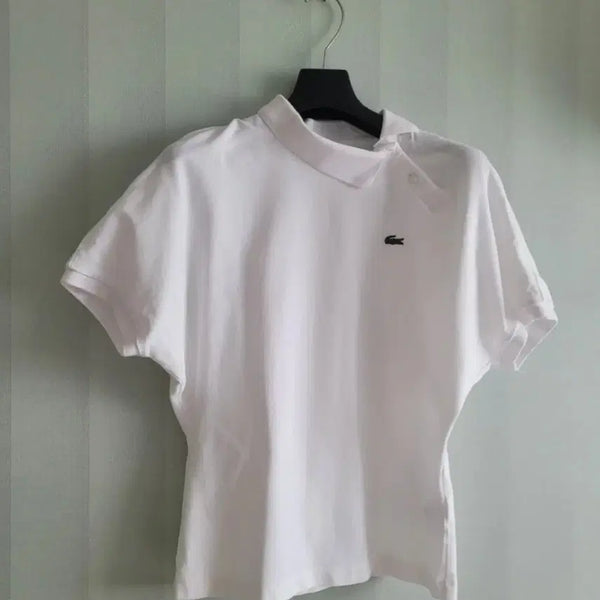 [BUNJANG] Lacoste Placket White Short Sleeve Polo Shirt - Size 34 / 라코스테 플라켓 사선 34사이즈