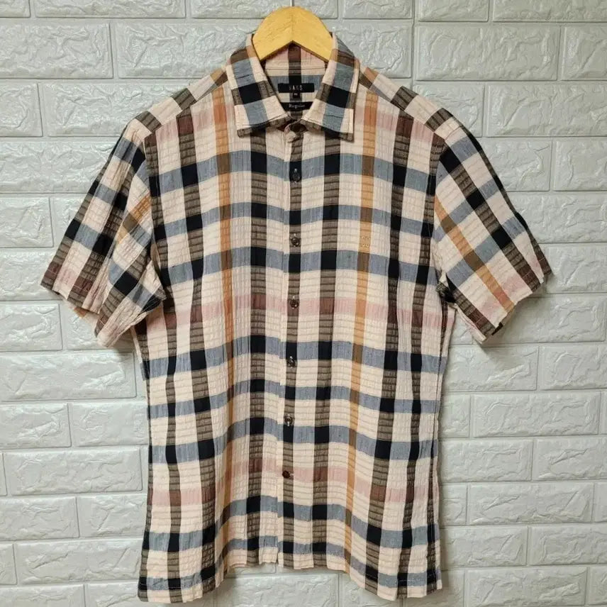 [BUNJANG] Daks Seersucker Short-Sleeve Check Shirt / 닥스 시어서커 반팔 체크셔츠