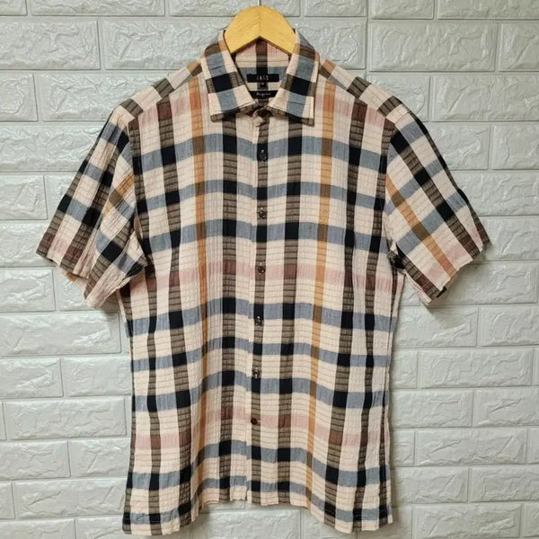 [BUNJANG] Daks Seersucker Short-Sleeve Check Shirt / 닥스 시어서커 반팔 체크셔츠