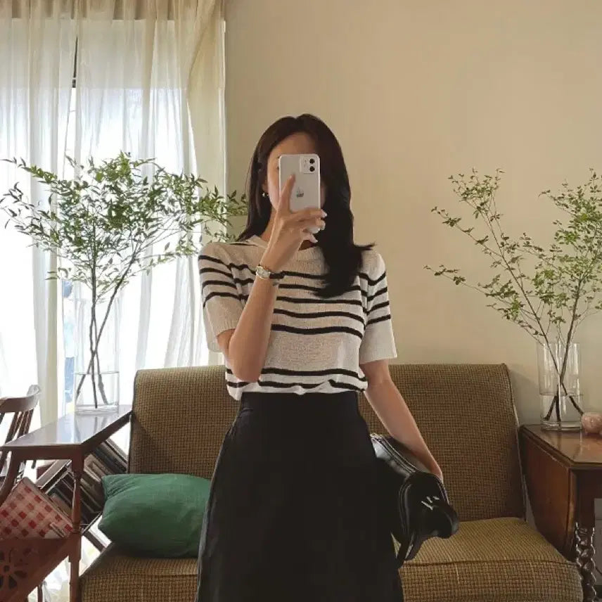 [BUNJANG] 8 Seconds Striped Crop Knit / (새상품) 에잇세컨즈 크롭 니트
