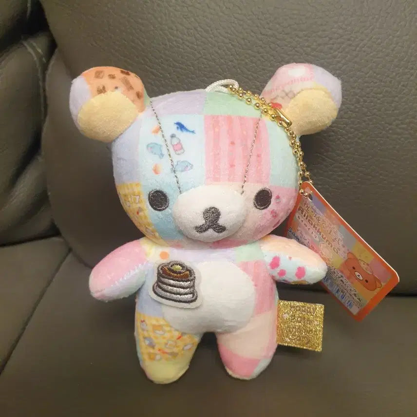 [BUNJANG] Rilakkuma Patchwork Bag Charm Plush Keychain / (미사용) 리락쿠마 패치워크 가방고리 인형 키링 뽑기방제품