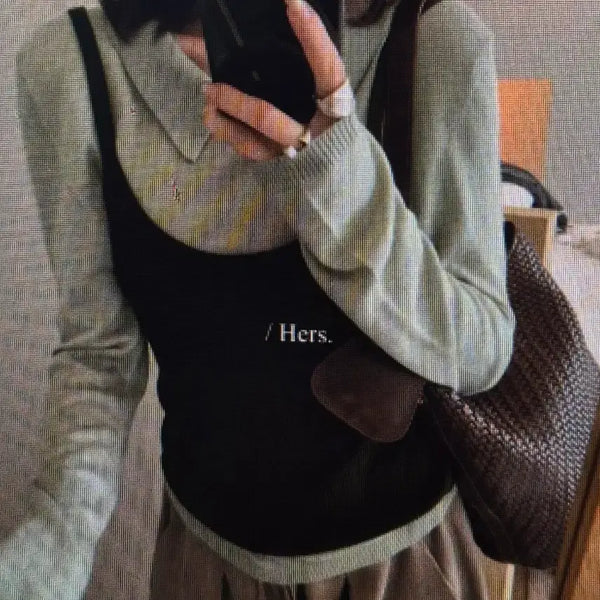 [BUNJANG] Semi Knit Sleeveless Top & Thin Knit 2-Piece Set / (해외배송)세미 니트 나시 / 얇은 니트 2피스 세트 5컬러