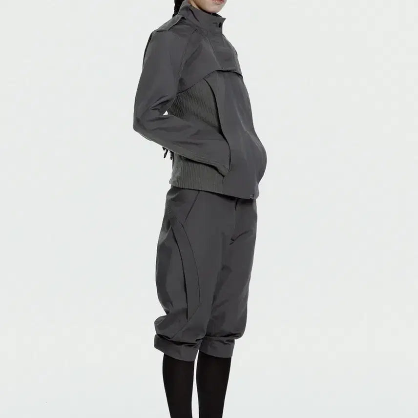 [BUNJANG] Hyein Seo Double Layer Moto Jacket Charcoal / 혜인서 double layer moto jacket charcoal