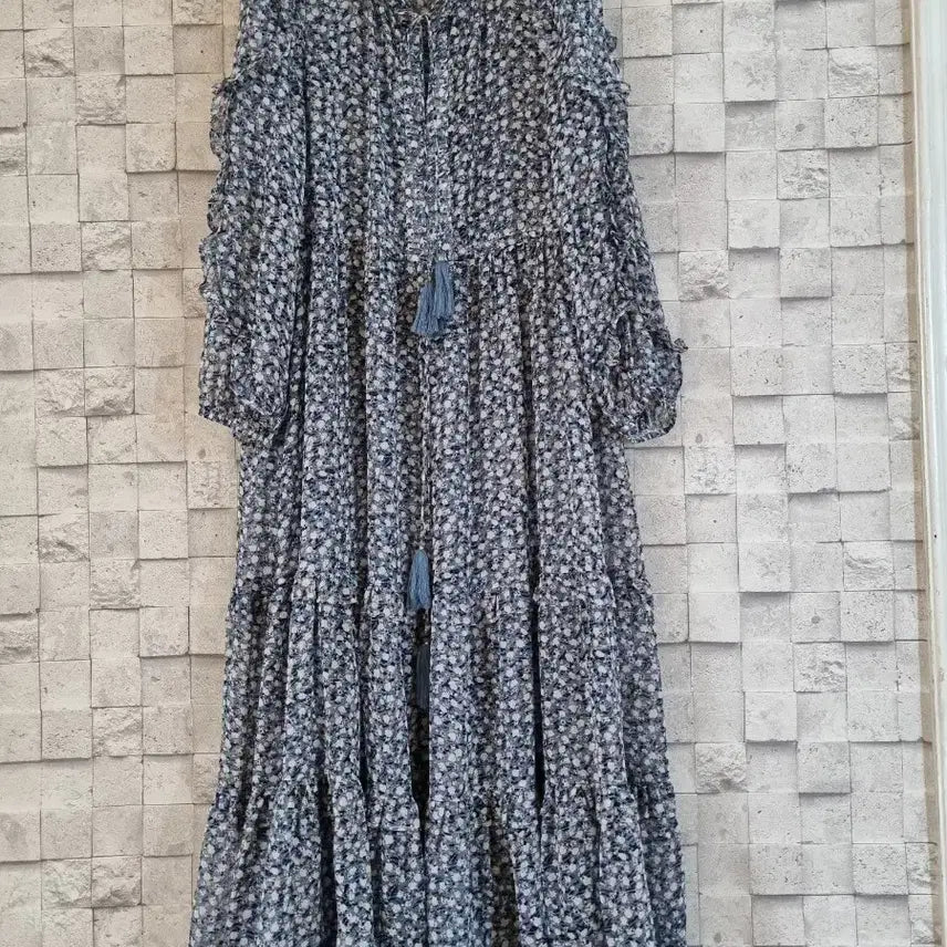 [BUNJANG] Pastel Blue See-Through Chiffon Long Dress / 파스텔블루 시스루 쉬폰 롱원피스