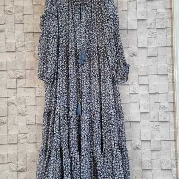 [BUNJANG] Pastel Blue See-Through Chiffon Long Dress / 파스텔블루 시스루 쉬폰 롱원피스