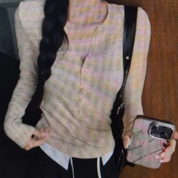[BUNJANG] Women's Semi-Open Long Sleeve Knit (2 Colors) / (해외배송)여성 반오픈 긴팔 니트 2컬러