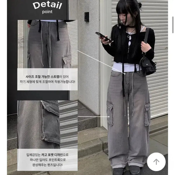 [BUNJANG] Anymore Cargo Denim Wide Pants / 애니원모어 카고 데님 와이드 팬츠