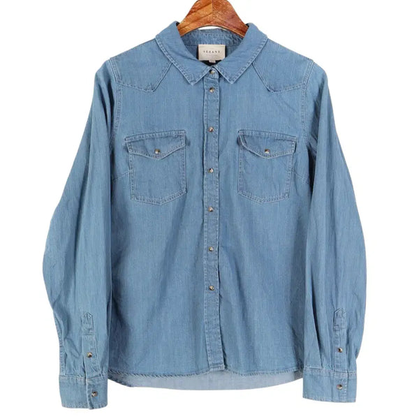 [BUNJANG] SEZANE Women's Western Denim Shirt - Size 38 / 세잔 SEZANE 웨스턴 데님 셔츠 우먼스38 / k6406