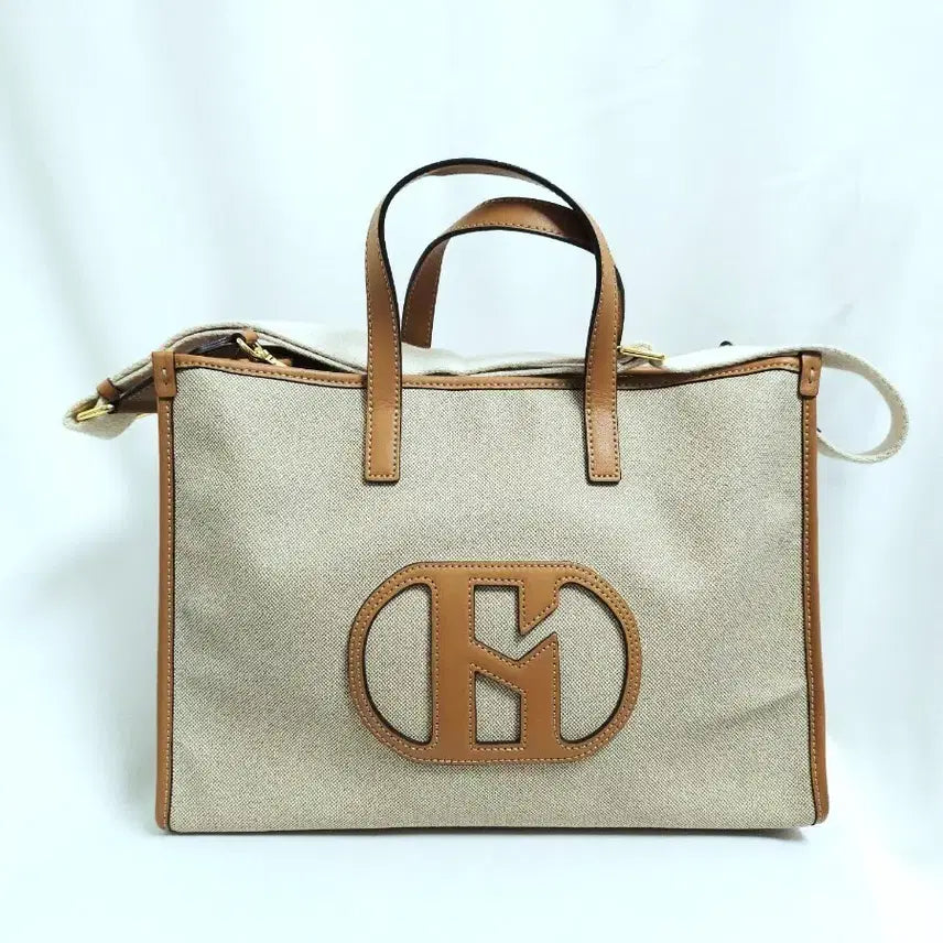 [BUNJANG] HAZZYS Genuine Leather Canvas Shoulder Tote Crossbody Bag / HAZZYS 정품 천연가죽 캔버스 숄더백 레더캔버스토트백 크로스백 가방 완전새상품
