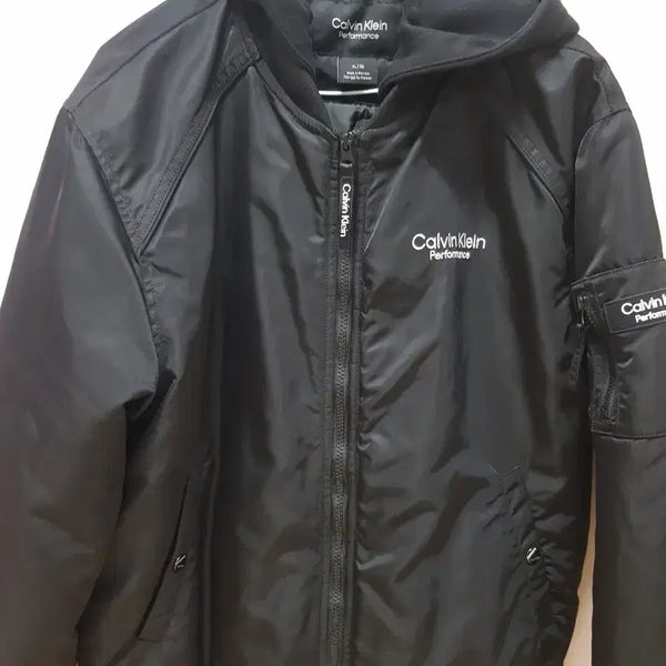 [BUNJANG] Calvin Klein Black Hooded Bomber Jacket XL / ck 캘빈클라인 후드 항공점퍼 블랙 XL