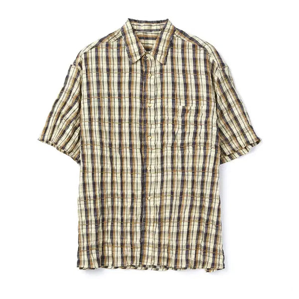 [BUNJANG] DNSR Oversized Half Check Shirt Yellow L / 디앤에스알(DNSR) 오버사이즈 하프 체크 셔츠 옐로우 L